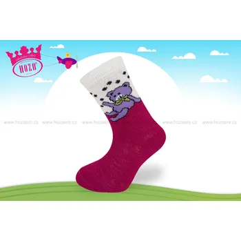 Hoza Kojenecké ponožky slabé - medvídek - H255 Barva: vínová, Velikost: 0-6 měsíců