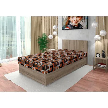 Postel Nabytekmorava Postel s úložným prostorem Kongo 120x200 cm barva lamina: Dub sonoma tmavý, Čalounění: Mega 23 oranžová