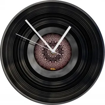 Hodiny Hodiny z vinylových desek - Tmavá mandala