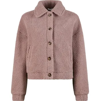 Ladies Short Sherpa Button Jacket - duskrose 4XL