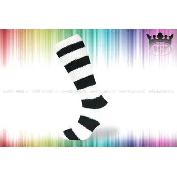 Dámské ponožky Hoza Dámské podkolenky ženilkové pruhované - H4601 Barva: černá bílá, Velikost: 35-38