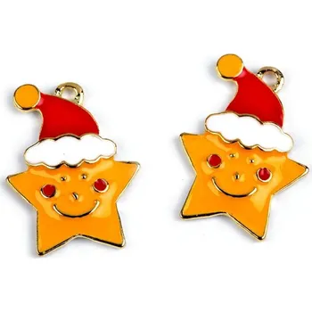 Vánoční dekorace Přívěsek vánoční - hvězda, stromeček, sob 2 ks - 1 zlatá - hvězda