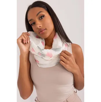 Šála Dámský komín s tečkovaným vzorem model 48164 barva ecru+růžová