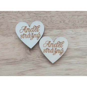 Dřevěné srdíčko ANDĚL STRÁŽNÝ (Srdíčko vyrobený z překližky)