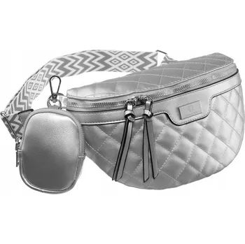 Ledvinka Městská, prošívaná dámská kabelka do pasu z ekologické kůže Barva: Stříbrná