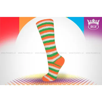 Dětské podkolenky HOZA ženilkové - pruhované - H4900 Barva: bílá oranžová zelená, Velikost: 31-34