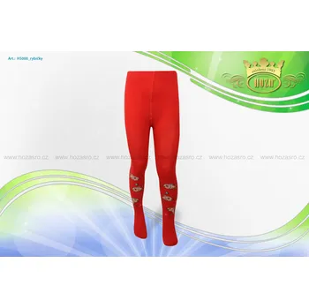 Dívčí oblečení Hoza Dětské punčochové kalhoty - rybičky - H5000-n5 Barva: červená, Velikost: 92-98 cm / 1-2 roky
