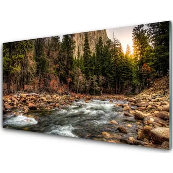 Obraz Obraz na skle Les Jezero Příroda 125x50 cm 2 Přívěsky