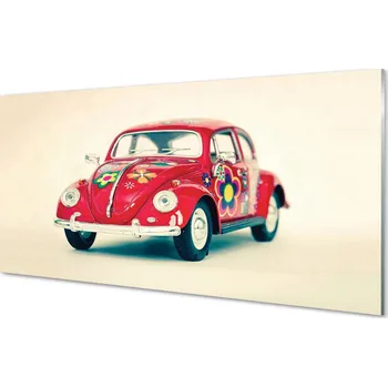 Obraz Obraz na skle Červené květy v autě 100x50 cm 2 Přívěsky