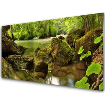 Obraz Obraz na skle Skála Jezero Příroda 125x50 cm 2 Přívěsky