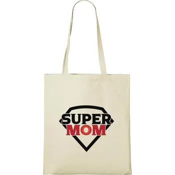 Nákupní taška DOBRÝ TRIKO Bavlněná taška s potiskem Super mom Barva: Natural