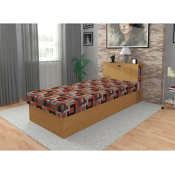 Postel Nabytekmorava Válenda s úložným prostorem a peřináčem Radana 100 barva lamina: Buk 381, Čalounění: Mega 23 oranžová