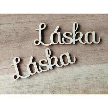 Dřevěný nápis LÁSKA - 5,5 x 2 cm
