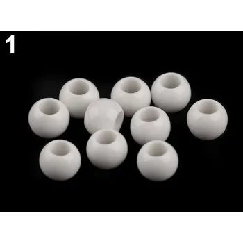 Korálek Plastový korálek s velkým otvorem - bílá matná (bílý)