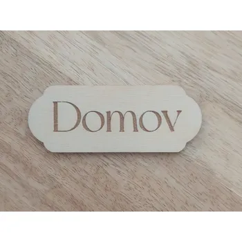 Dřevěná cedulka DOMOV - 7 x 2,5 cm
