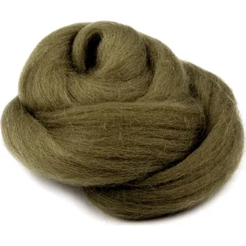 Ovčí rouno Ovčí rouno česané 20 g - zelená olivová