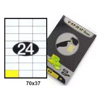 Samolepící etiketa Samolepicí etikety, štítky 70x37, papír A4, 100 listů (Samolepící papír do tiskárny A4 - velikost etiket 70x37 - balení 100 archů - SMART)