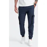 Pánské kalhoty JOGGER s cargo kapsami na zip - V5 - ESPIR Barva: Tmavě Modrá, Velikost: XL