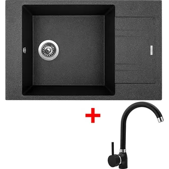 Granitový dřez Sinks Set dřez VARIO 780 Granblack+ baterie POLO Granblack