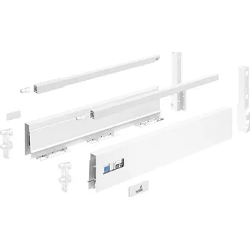 Hettich Atira boky v70mm l420mm + příchytky čela + krytky + příchytky zad v176mm + relingy bílé
