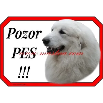 Cedulka pyrenejský horský pes pozor - Bez samolepicí vrstvy