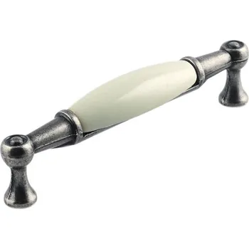 Nábytkové kování Siro Úchytka Margaret - 96 - starostříbrná/porcelán slonová kost