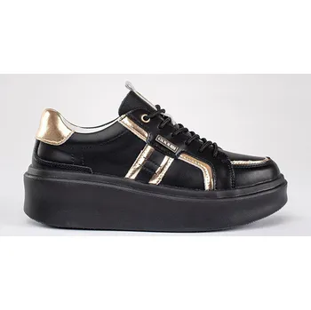 Dámské tenisky Kožené černo-zlaté sneakersy na platformě GD-XF-134B Velikost: 41