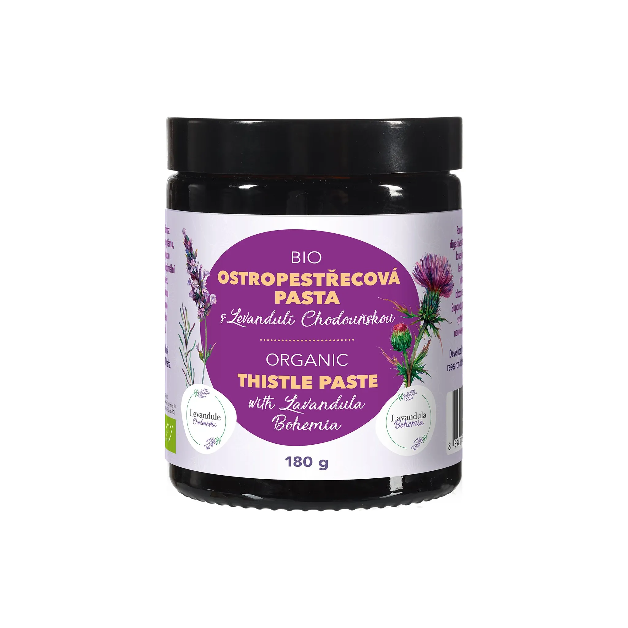Fotografie 1 - Přírodní produkt Levandulové údolí Ostropestřecová pasta s Levandulí Chodouňskou BIO 180 g