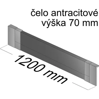 Hettich Čelo Atira/InnoTech V70 mm šíře korpusu 1200mm antracit