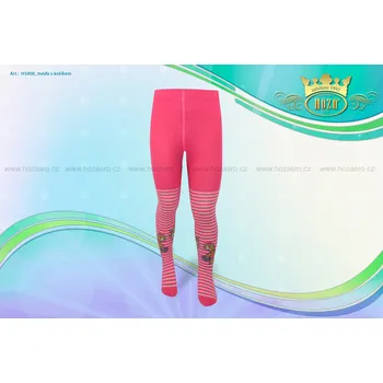 Dívčí oblečení Hoza Dětské punčochové kalhoty - méďa s košíkem - H5000-n4 Barva: růžová, Velikost: 68-74 cm / 3-6 měsíců