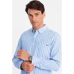 Pánská košile REGULAR FIT v bílých proužcích s kapsou - V1 - ESPIR Barva: Světle Modrá, Velikost: XL