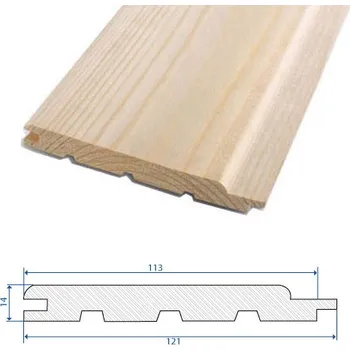 Dřevotřísková deska Puidukoda Palubka softline smrk 14x121x5100 A/B - PU 8ks/bal=4,937m2