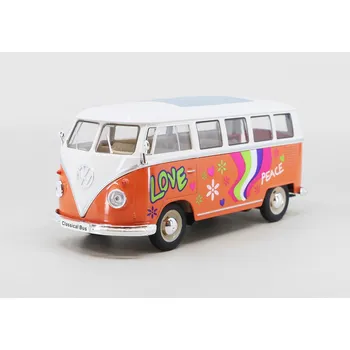 autíčko Volkswagen T1 Minibus 1963 oranžový 1:24 - Welly VW T1 Minibus - kovový model auta 1/24