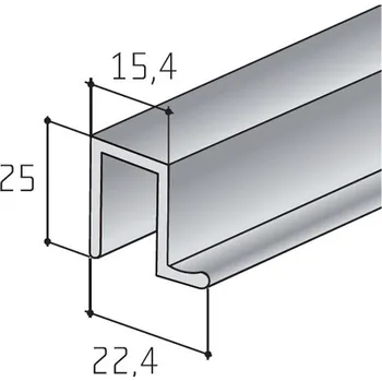 Nábytkové kování Salu Horní lišta S25 - 2m