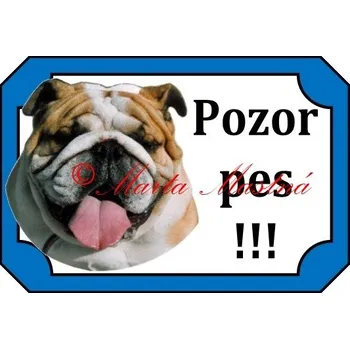 Cedulka buldok anglický pozor - Bez samolepicí vrstvy