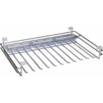Věšák Wireli Věšák na klahoty - 7 ramen, 2 plastové misky, 485 x 427 x 110 mm, chrom