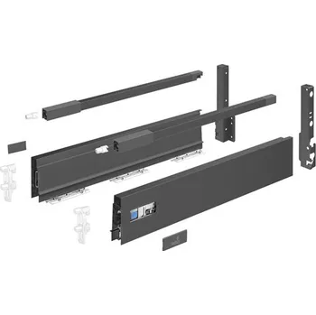 Hettich Atira boky v70mm l470mm + příchytky čela + krytky + příchytky zad v176mm + relingy antracitové