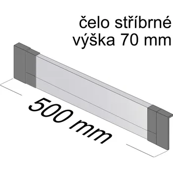 Nábytkové kování Hettich Čelo Atira/InnoTech V70 mm šíře korpusu 500mm stříbrná