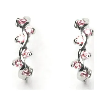 Náušnice Stříbrné náušnice pink zirkony - VE184 (Stříbrné náušnice na patent sei zirkony)