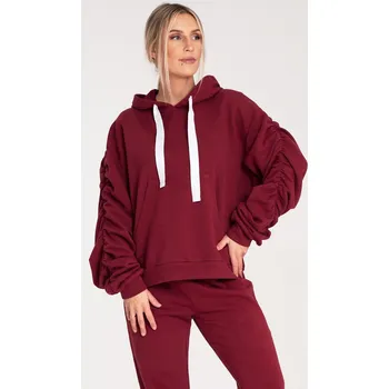 Dámská mikina Bordó dámská bavlněná mikina s kapucí M1055 Bordo Velikost: L