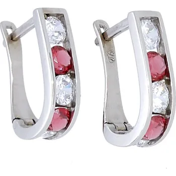 Náušnice Goldstore Náušnice z bílého zlata rubíny a zirkony Váha: 1.52 g