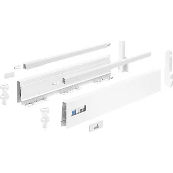 Hettich Atira boky v70mm l350mm + příchytky čela + krytky + příchytky zad v144mm + relingy bílé