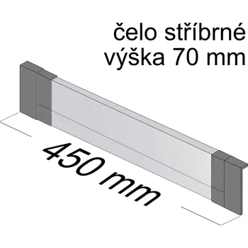 Nábytek Hettich Čelo Atira/InnoTech V70 mm šíře korpusu 450mm stříbrná