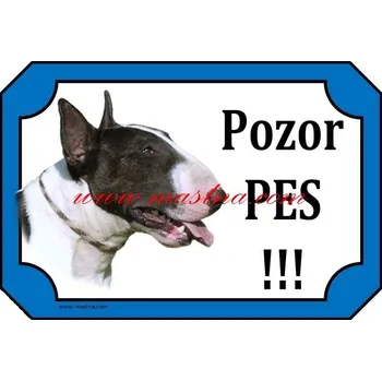 Cedulka bulteriér žíhaný tmavý pozor - Bez samolepicí vrstvy