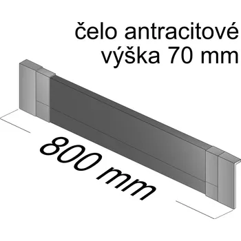 Hettich Čelo Atira/InnoTech V70 mm šíře korpusu 800mm antracit