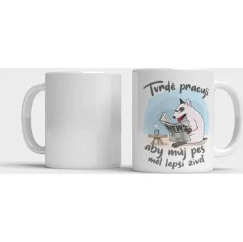 Hrnek Tvrdě pracuji aby můj pes... - Modrá