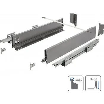 Nábytkové kování GTV Zásuvka AXIS PRO push to open pro otevření zásuvky 450mm antracit - nízká H84