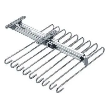 Věšák Wireli Výsuvný věšák na kalhoty 9 ramen, 350 x 430 x 155, chrom levý