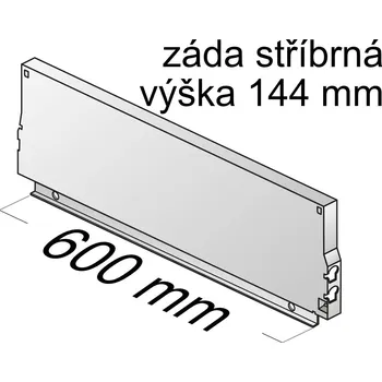 Nábytkové kování Hettich InnoTech Atira ocelová záda V 144 mm šíře korpusu 600 mm stříbrná