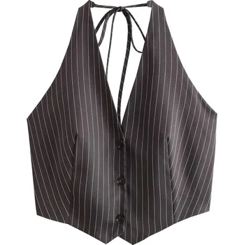 Pruhovaný formální top Barva: Šedá, Velikost: XS